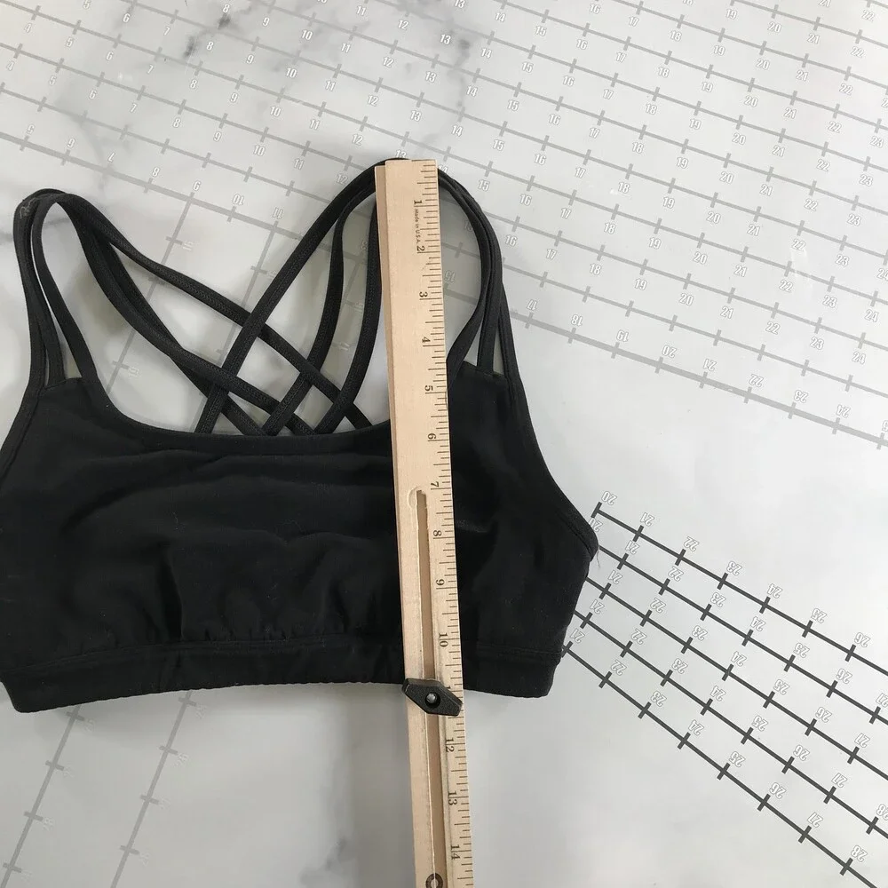 Athleta Sports Bra Womens XS Black Strappy Crossback Mesh Lined Removable Pads - Picture 10 of 14
